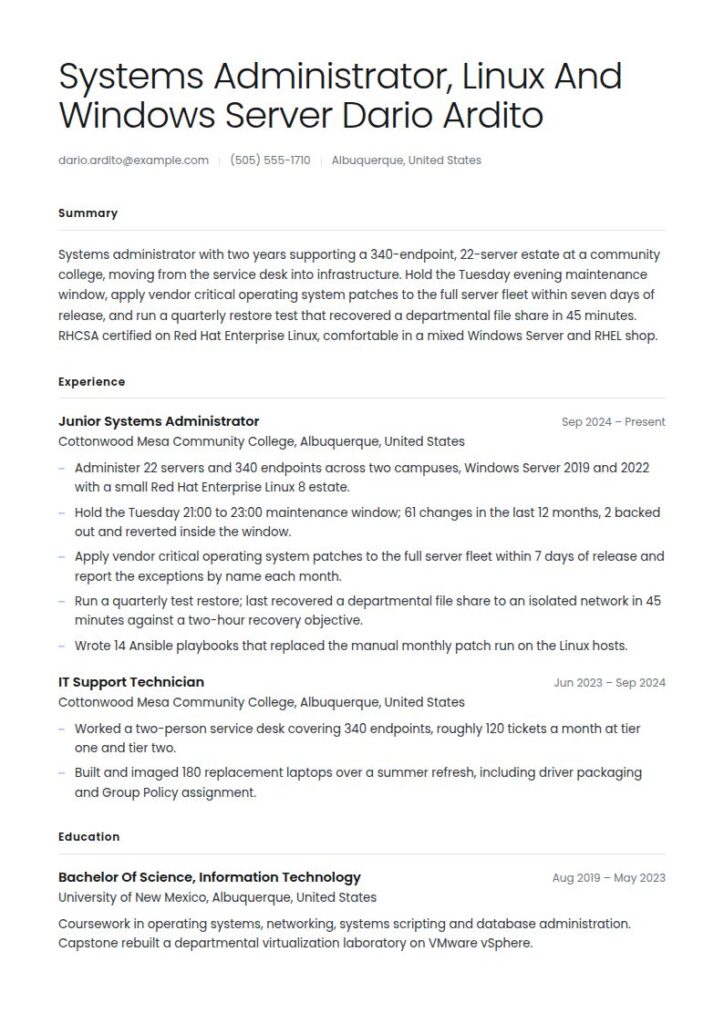 System Administrator Resume Examples & Templates