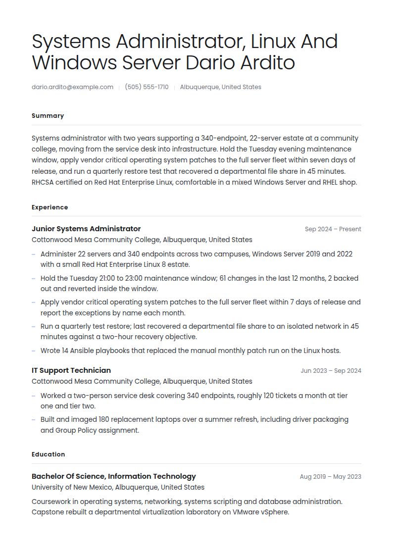 System Administrator Resume Examples & Templates