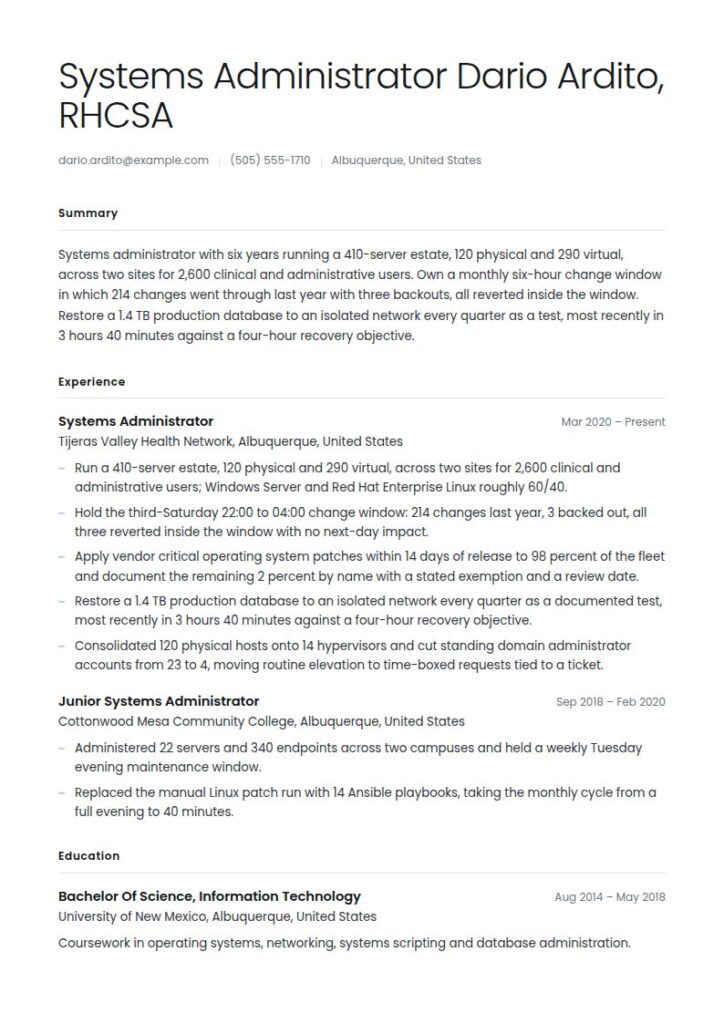 System Administrator Resume Examples & Templates