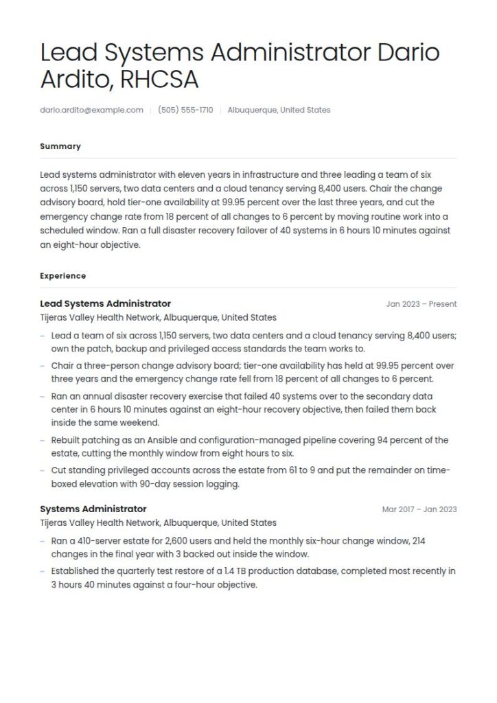 System Administrator Resume Examples & Templates