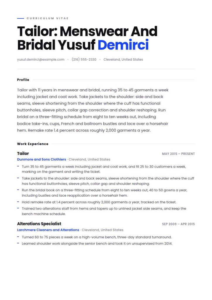 Tailor Resume Examples & Templates