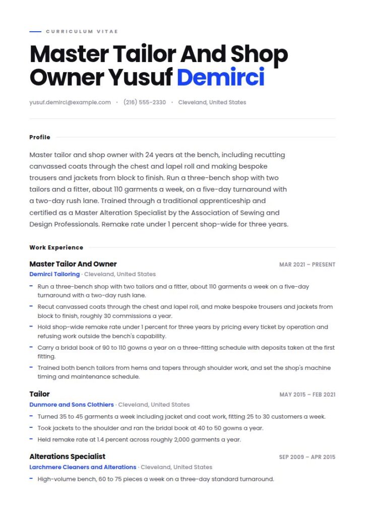 Tailor Resume Examples & Templates