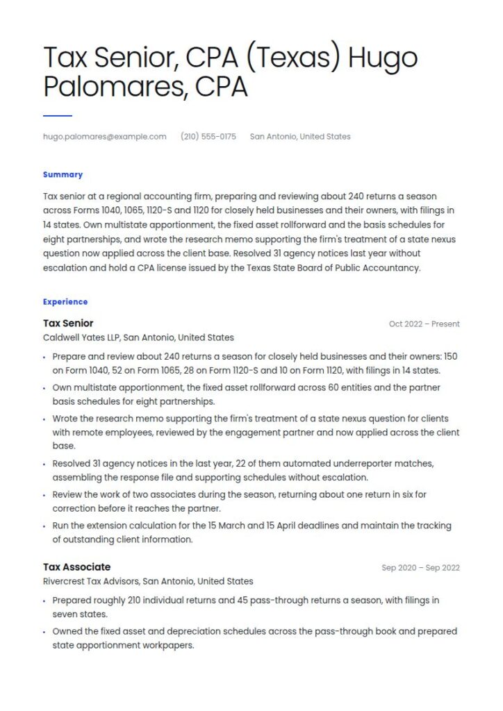 Tax Accountant Resume Examples & Templates