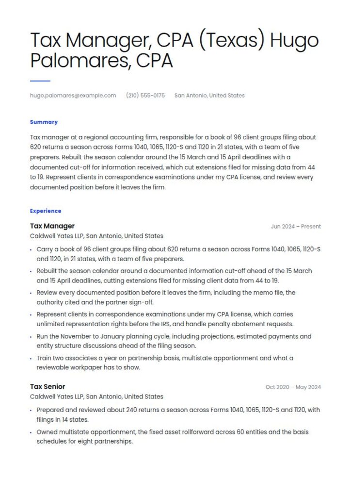 Tax Accountant Resume Examples & Templates