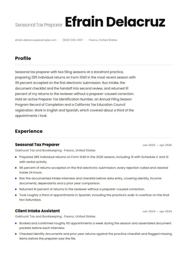 Tax Preparer Resume Examples & Templates