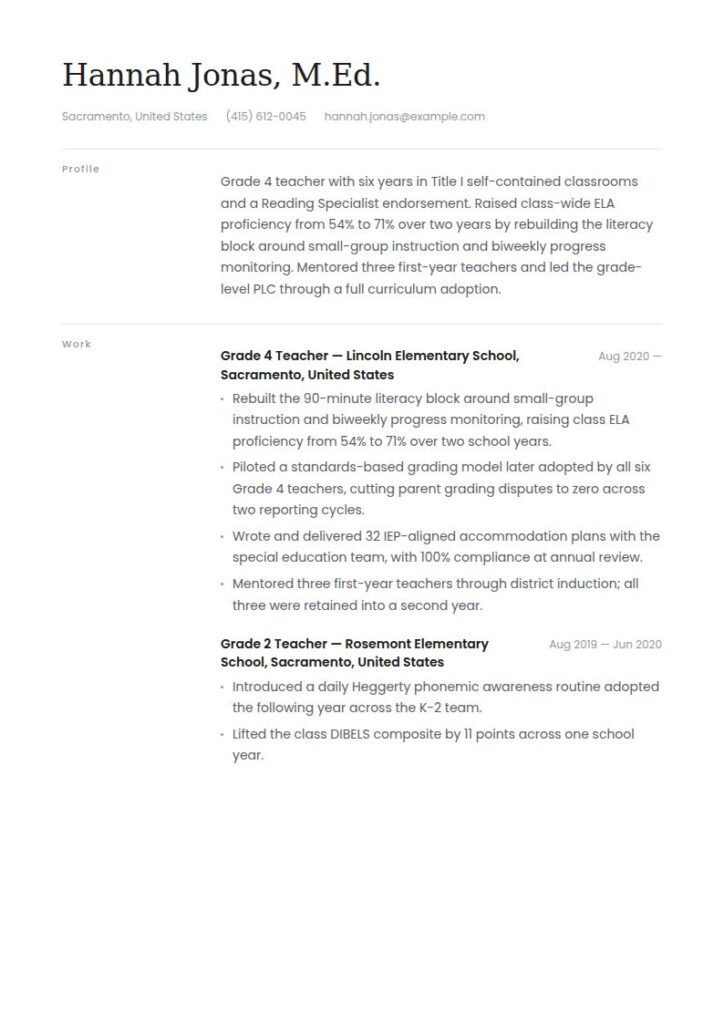 Teacher Resume Examples & Templates