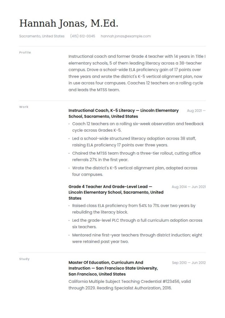 Teacher Resume Examples & Templates