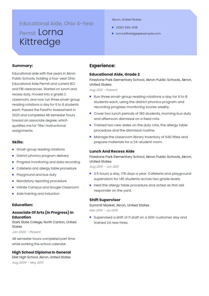 Teacher Aide Resume Examples & Templates