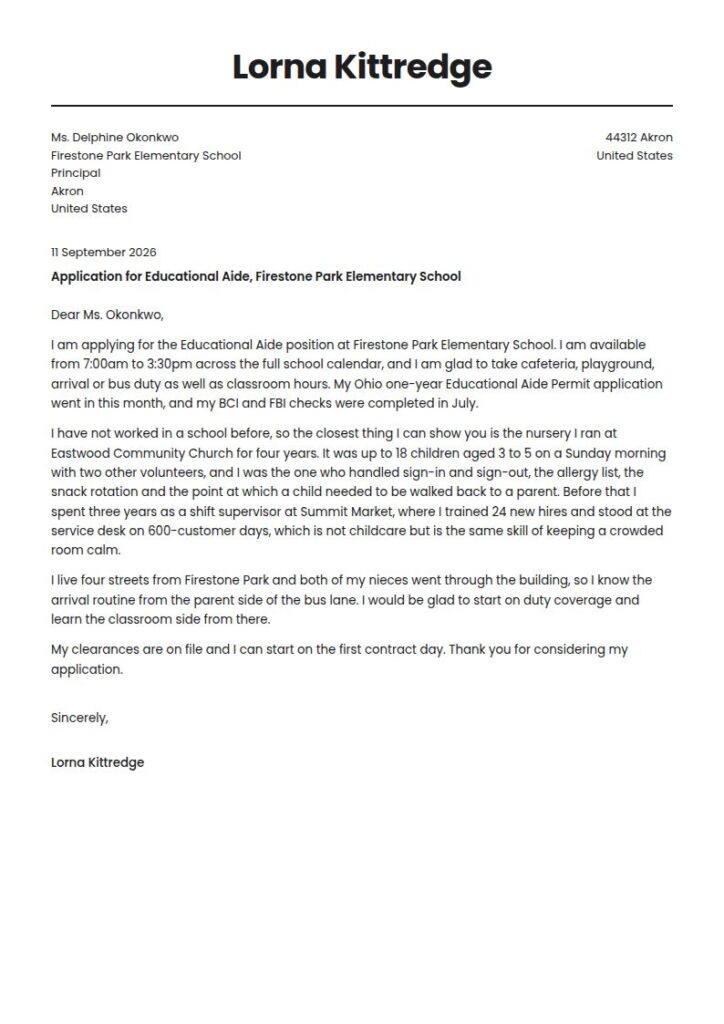 Teacher Aide Cover Letter Examples & Templates
