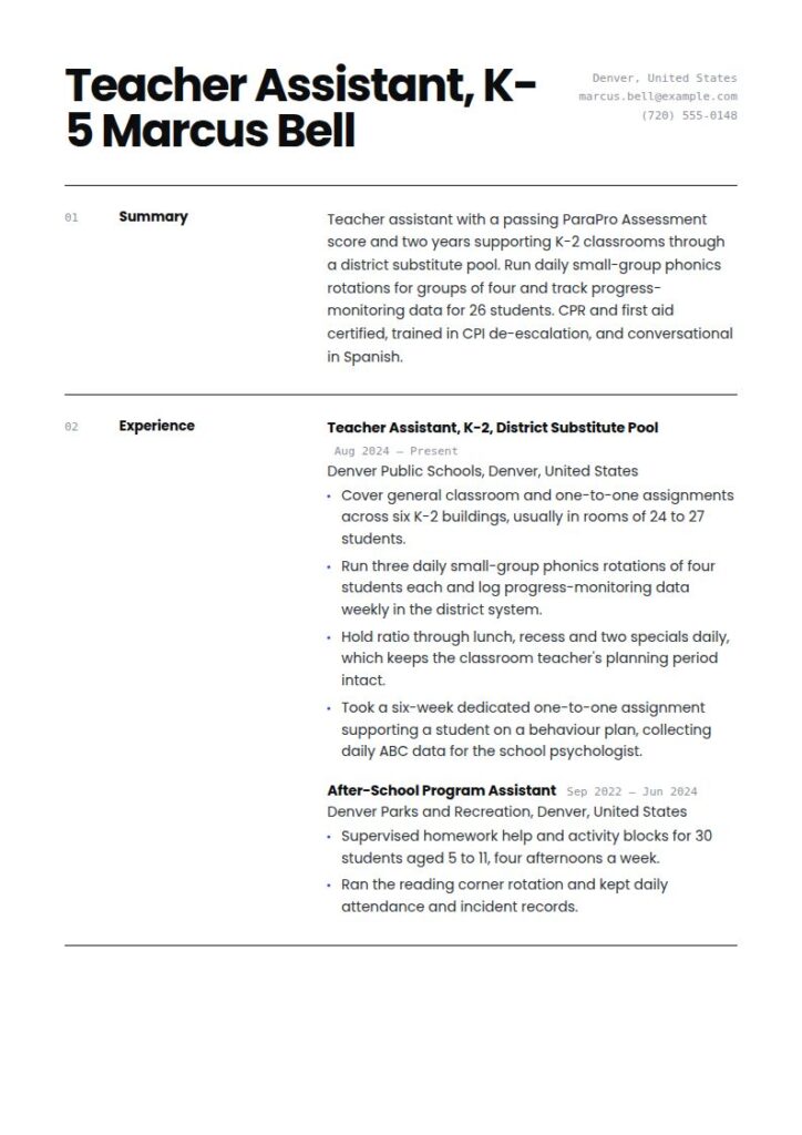 Teacher Assistant Resume Examples & Templates