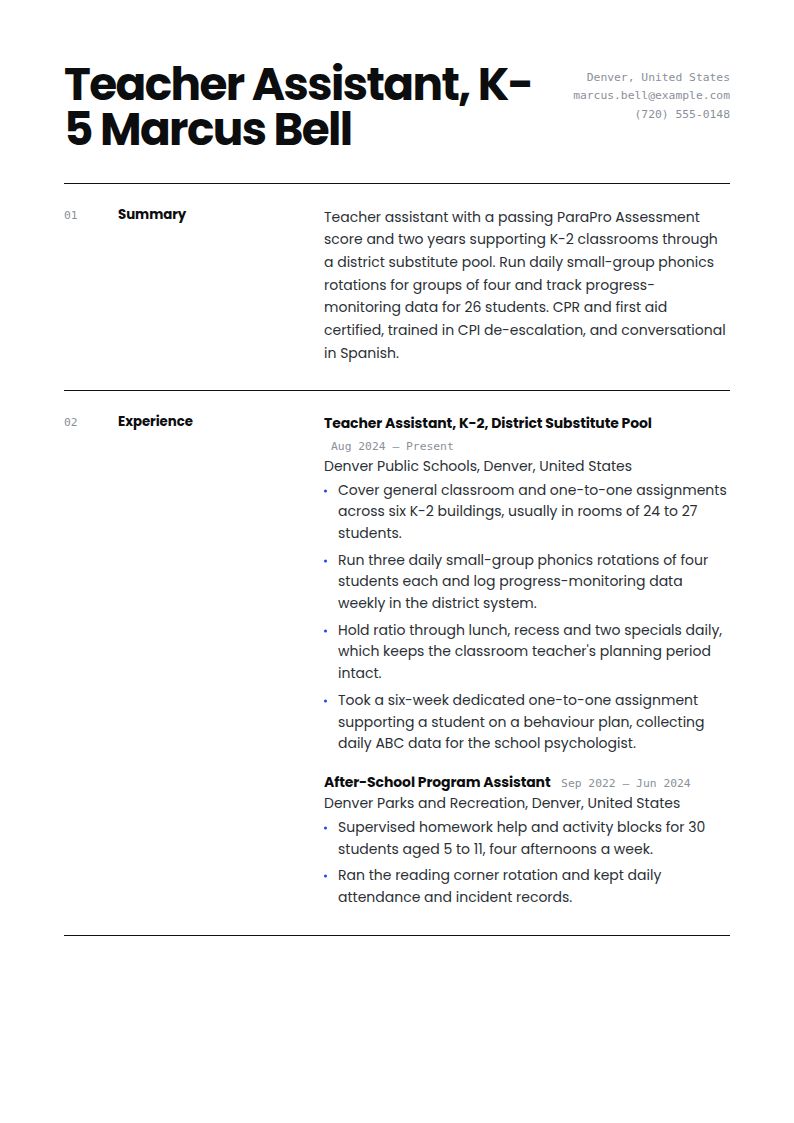 Teacher Assistant Resume Examples & Templates