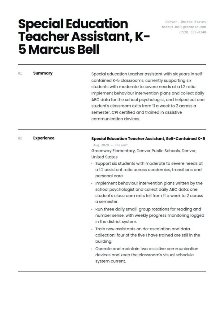 Teacher Assistant Resume Examples & Templates