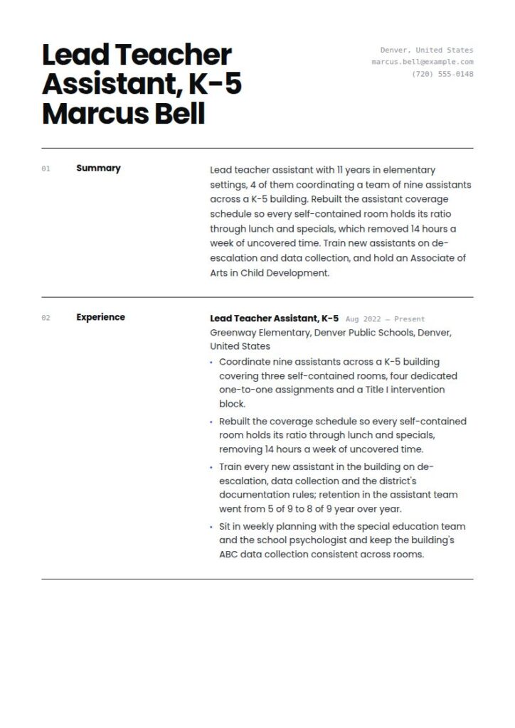 Teacher Assistant Resume Examples & Templates