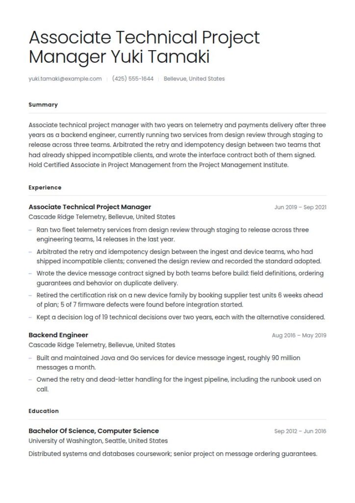 Technical Project Manager Resume Examples & Templates