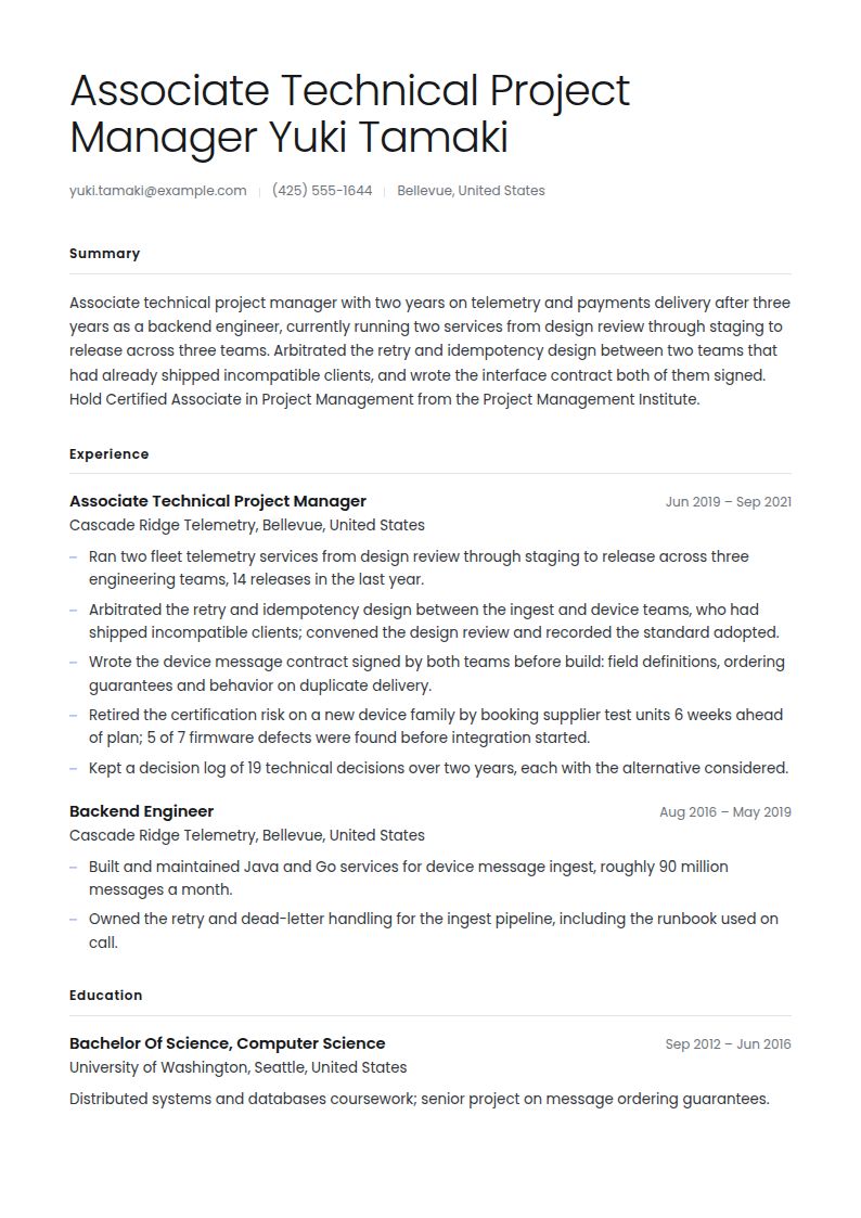 Technical Project Manager Resume Examples & Templates