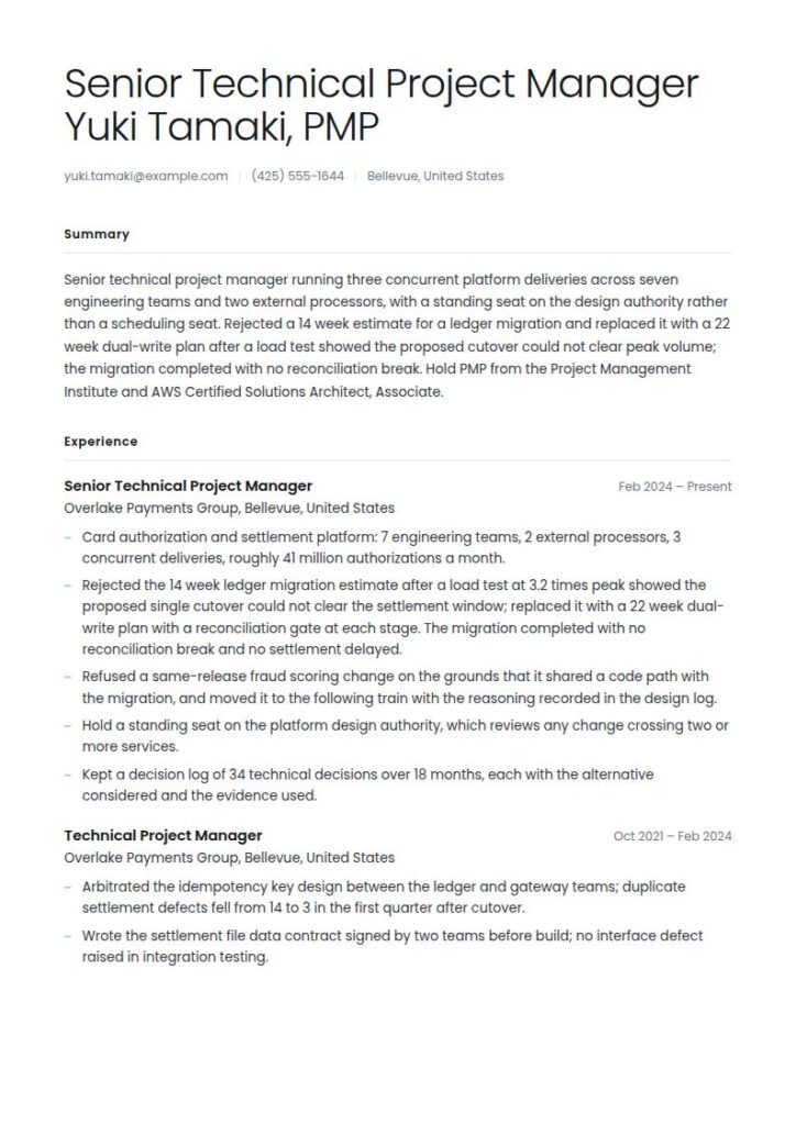 Technical Project Manager Resume Examples & Templates