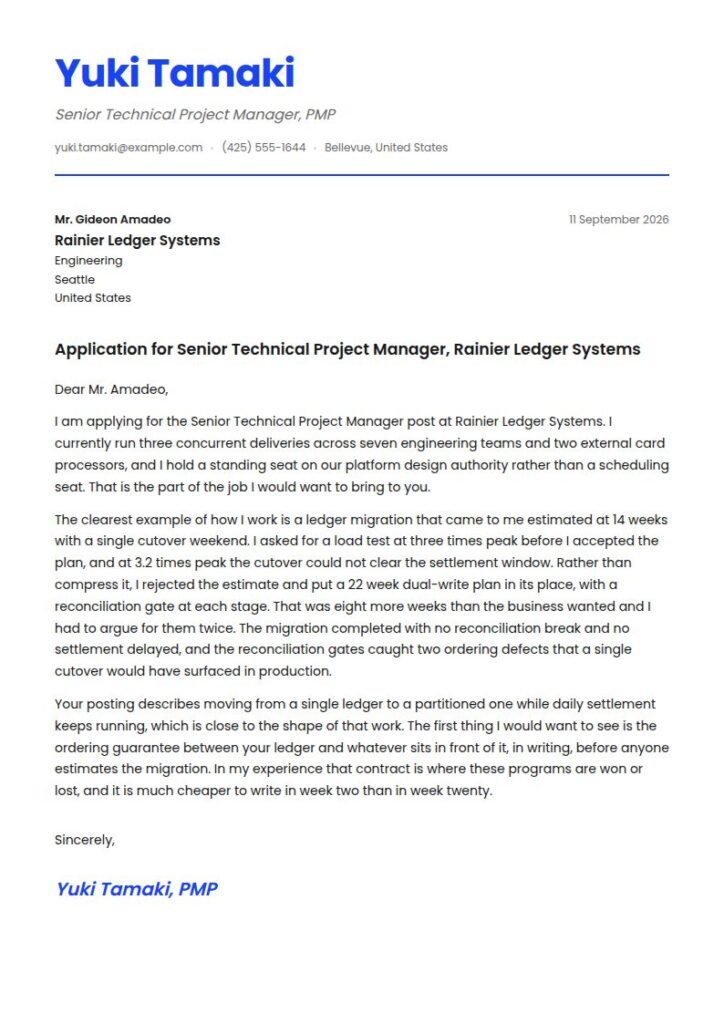 Technical Project Manager Cover Letter Examples & Templates