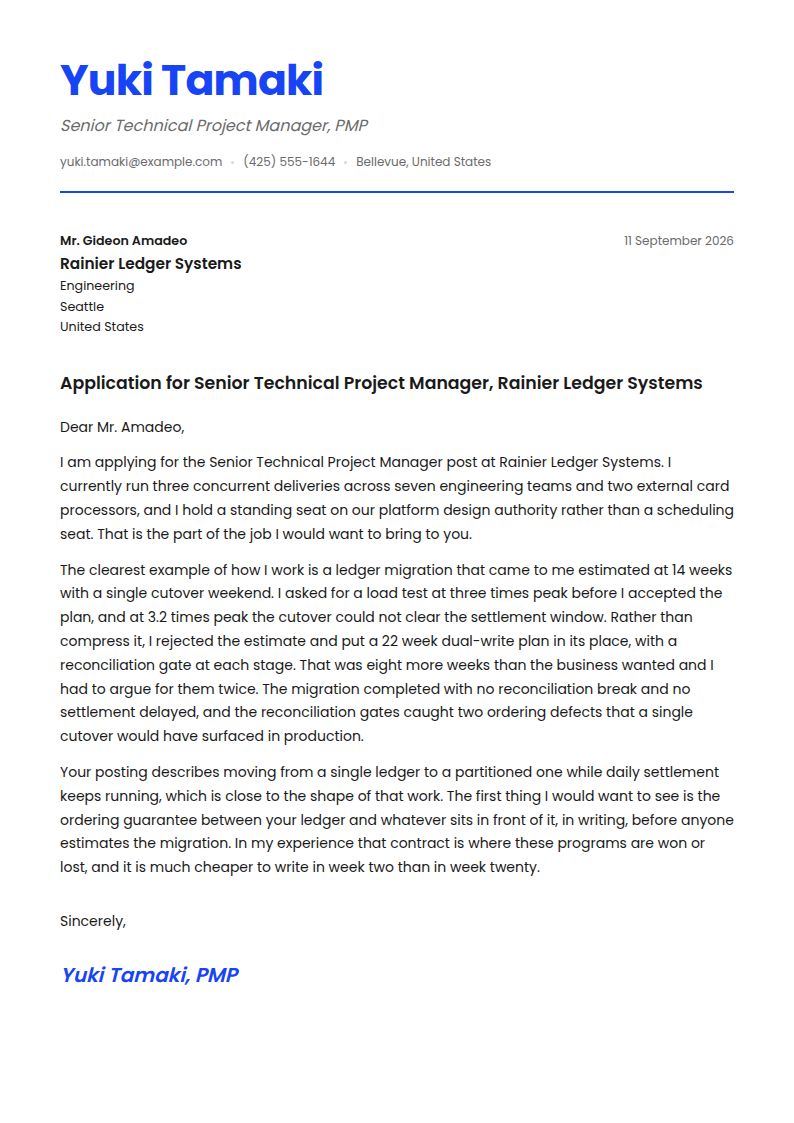 Technical Project Manager Cover Letter Examples & Templates