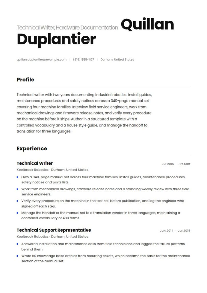 Technical Writer Resume Examples & Templates
