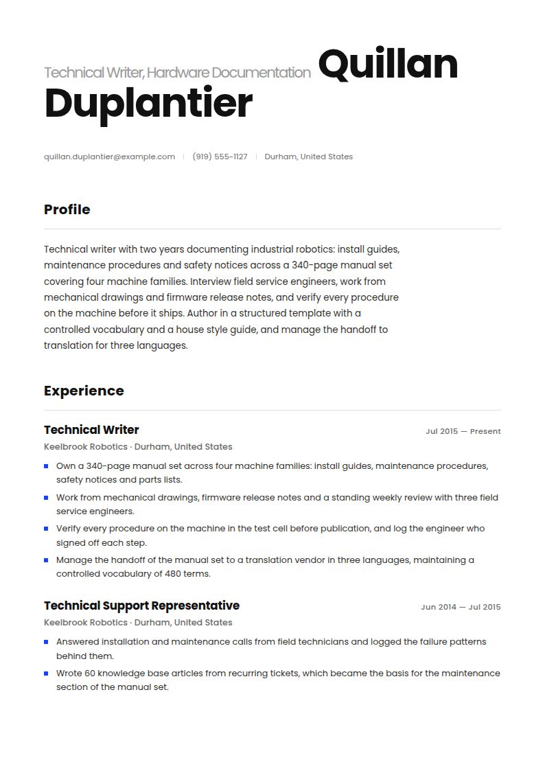 Technical Writer Resume Examples & Templates