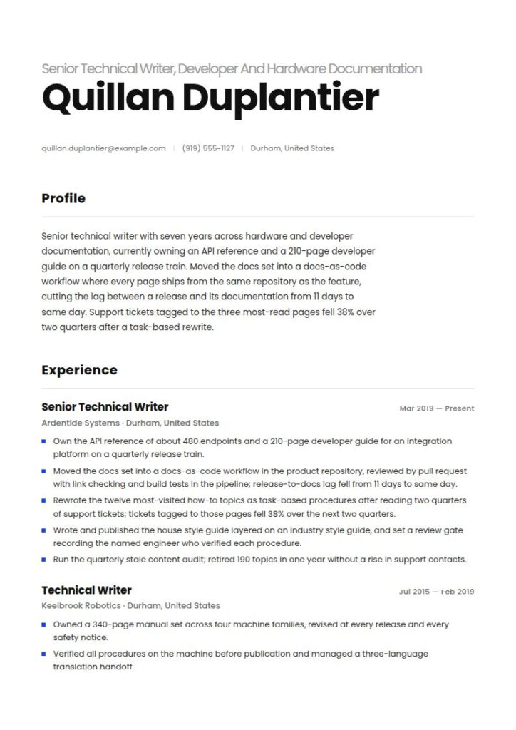 Technical Writer Resume Examples & Templates