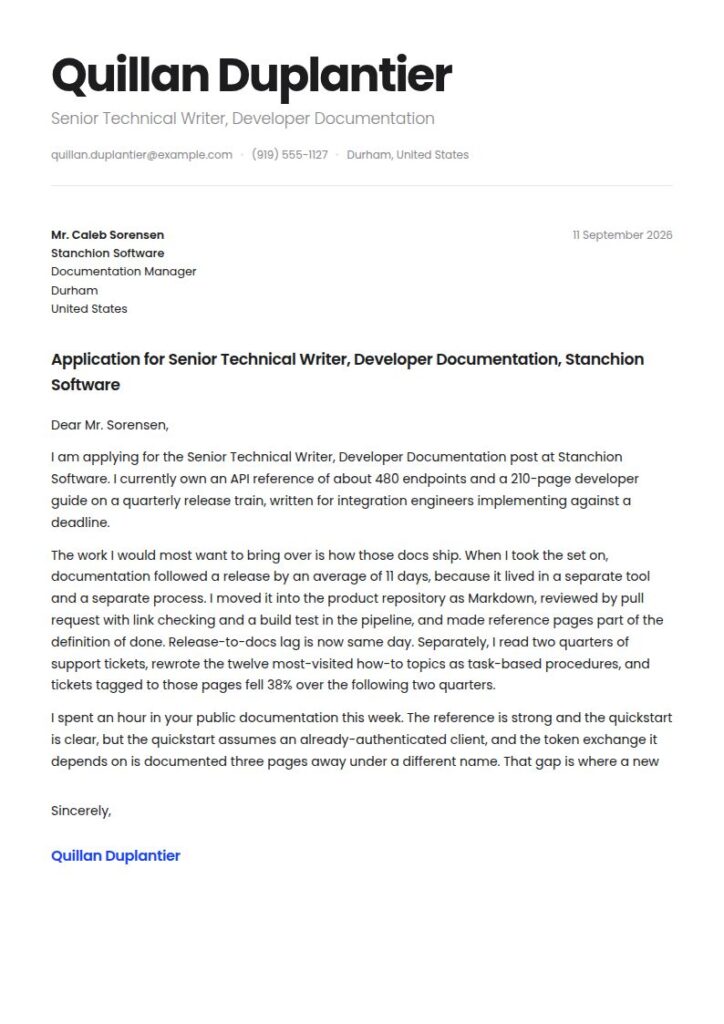 Technical Writer Cover Letter Examples & Templates
