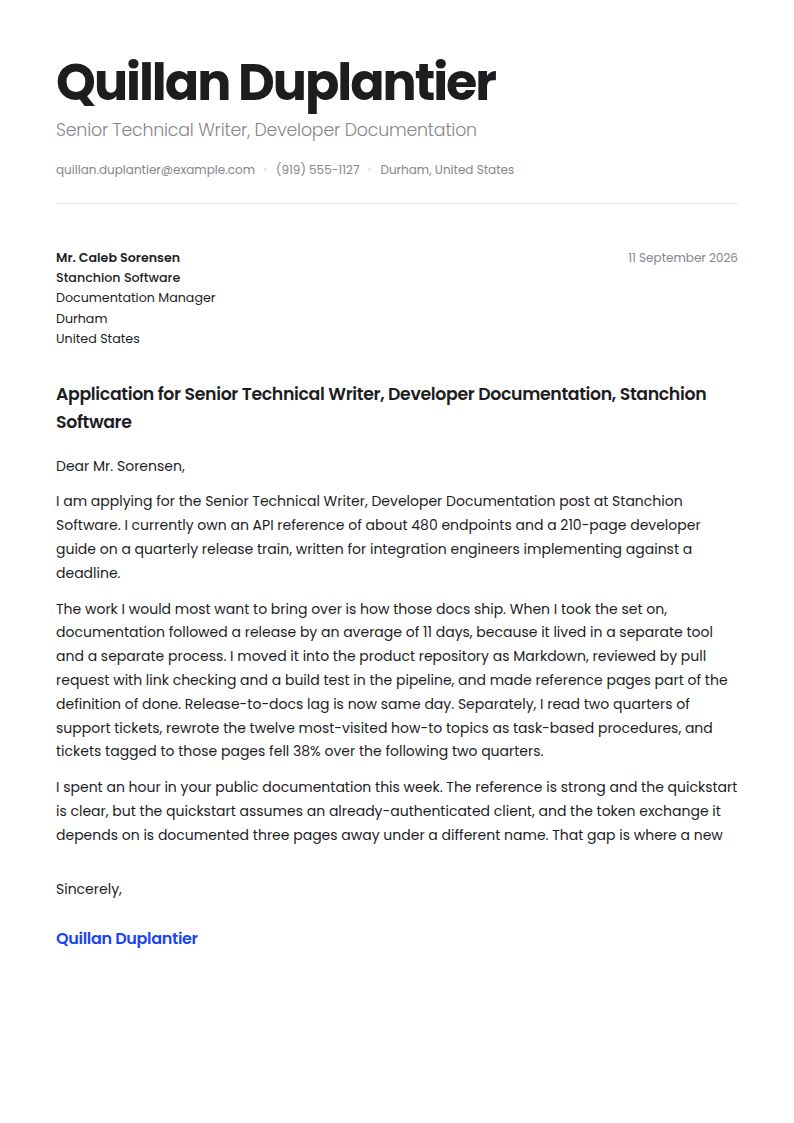 Technical Writer Cover Letter Examples & Templates