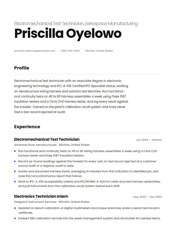 Technician Resume Examples & Templates