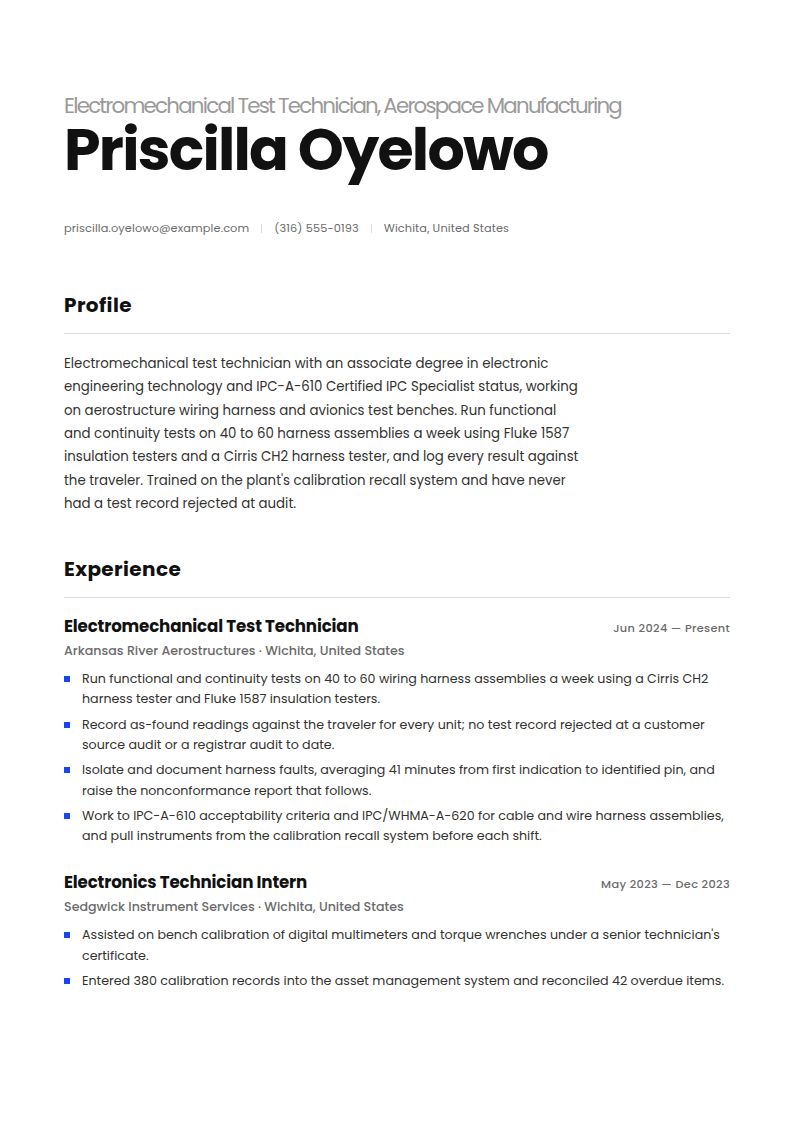 Technician Resume Examples & Templates