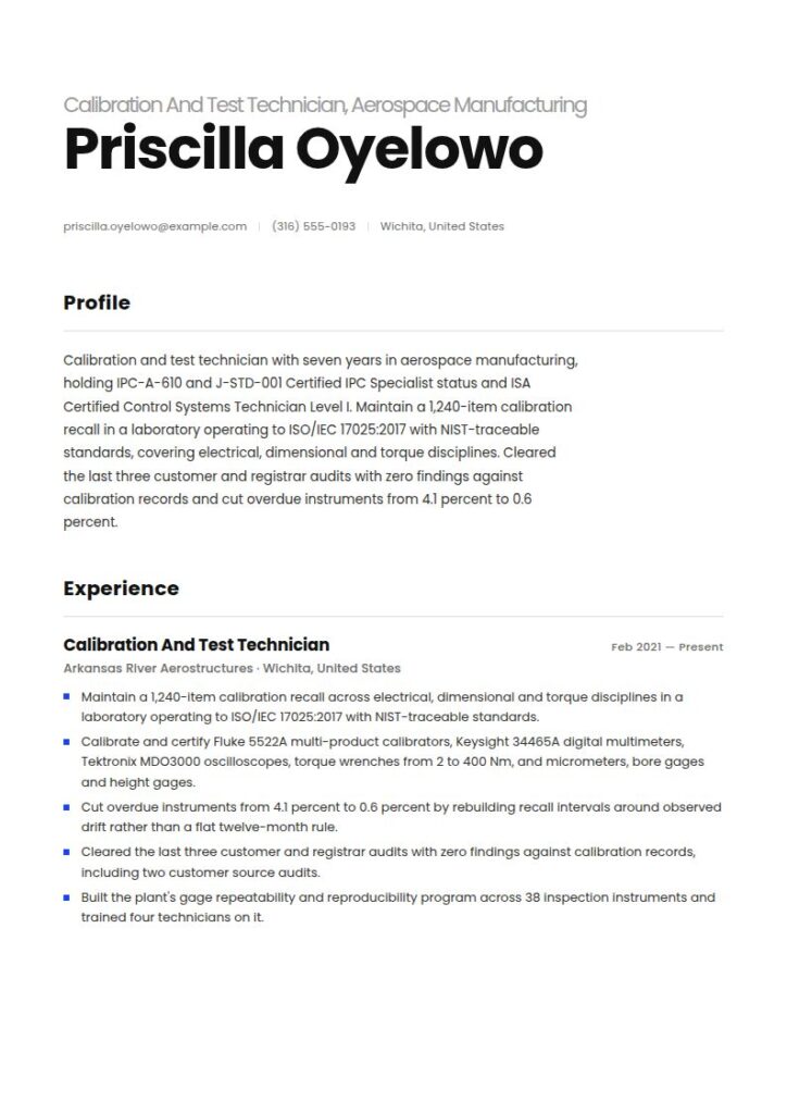 Technician Resume Examples & Templates