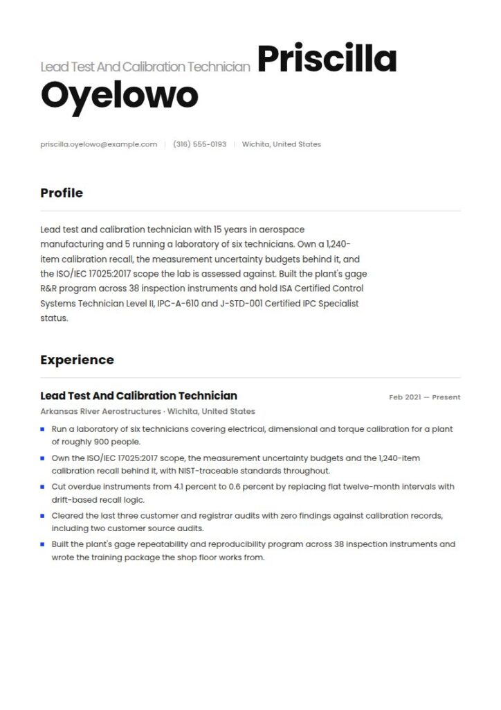 Technician Resume Examples & Templates
