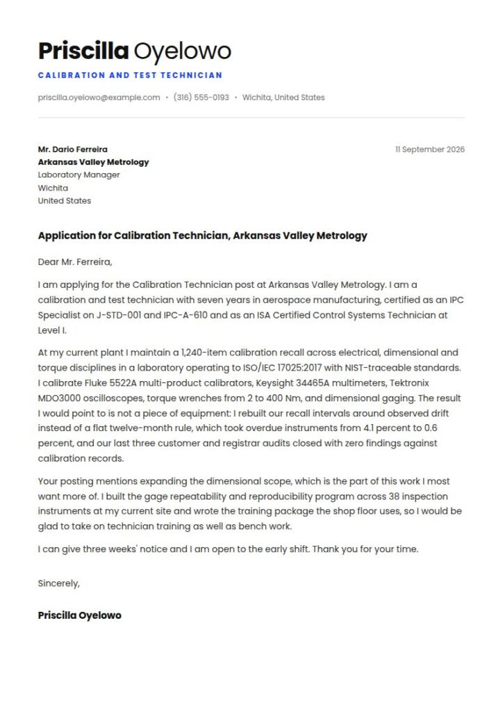 Technician Cover Letter Examples & Templates