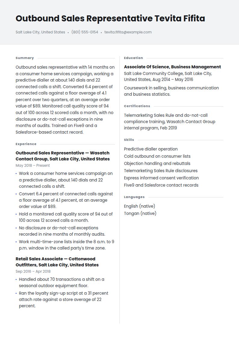 Telemarketer Resume Examples & Templates