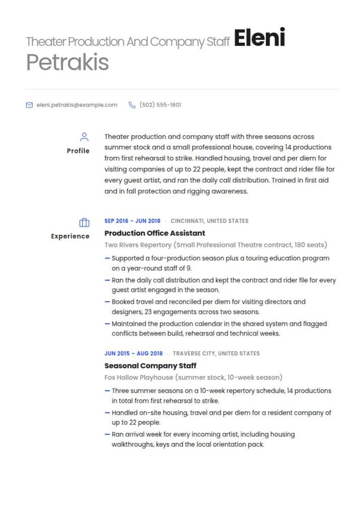 Theater Resume Examples & Templates