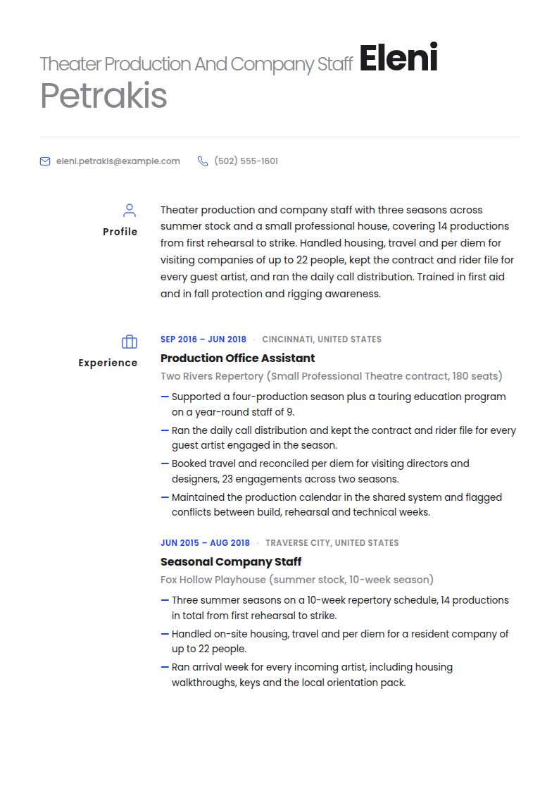 Theater Resume Examples & Templates