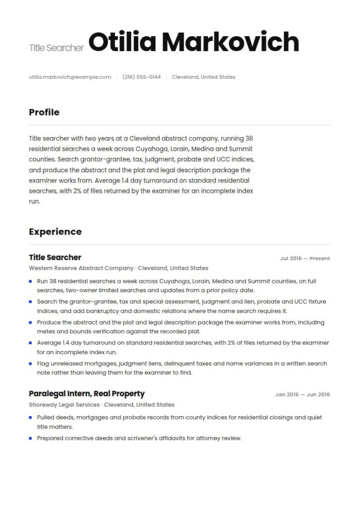 Title Examiner Resume Examples & Templates