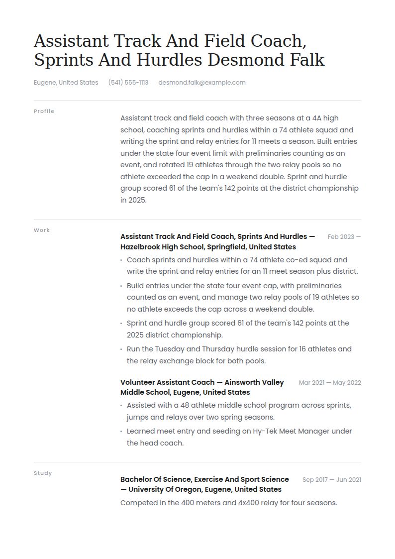 Track Coach Resume Examples & Templates