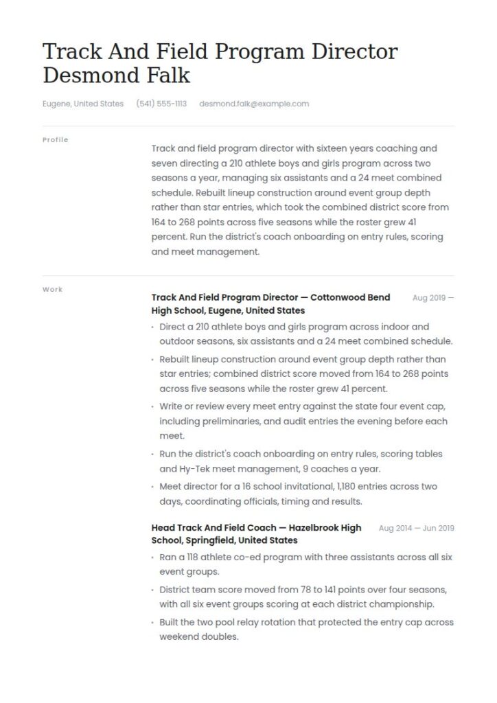 Track Coach Resume Examples & Templates