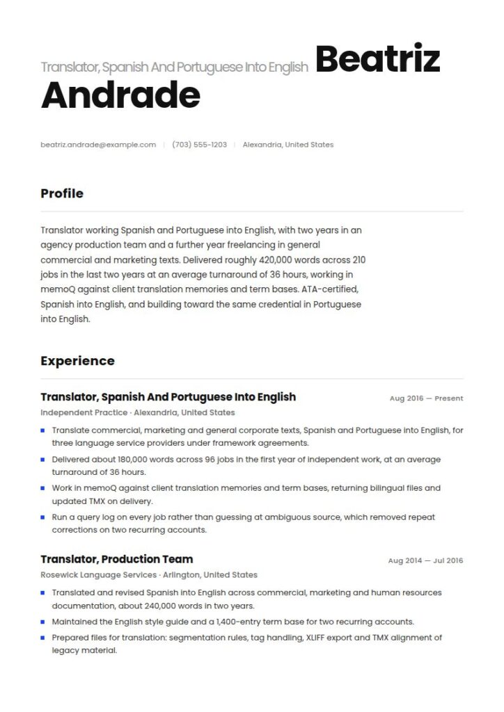 Translator Resume Examples & Templates