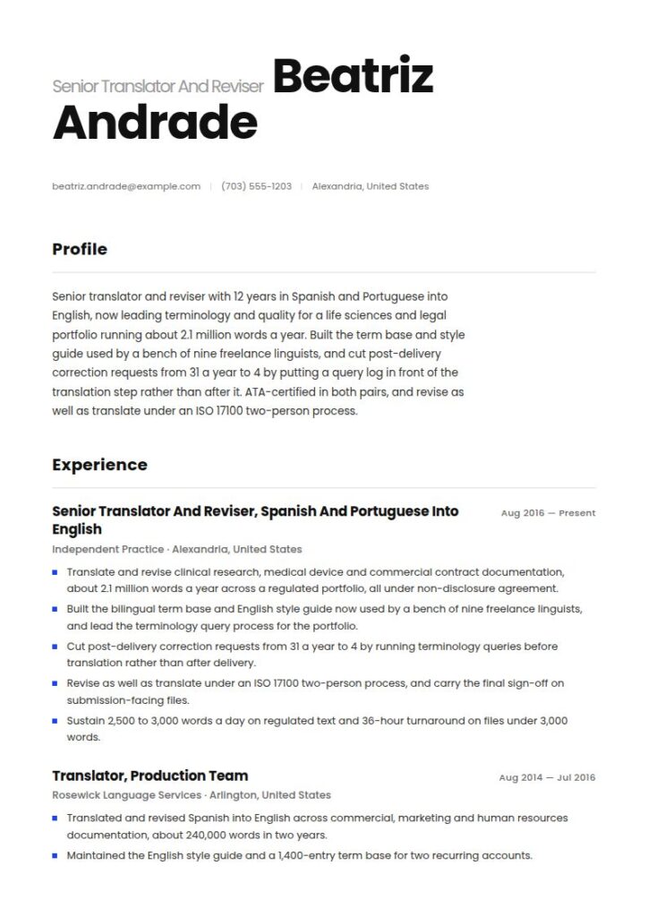 Translator Resume Examples & Templates
