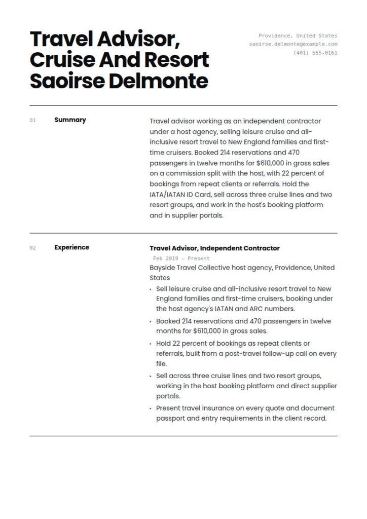 Travel Agent Resume Examples & Templates