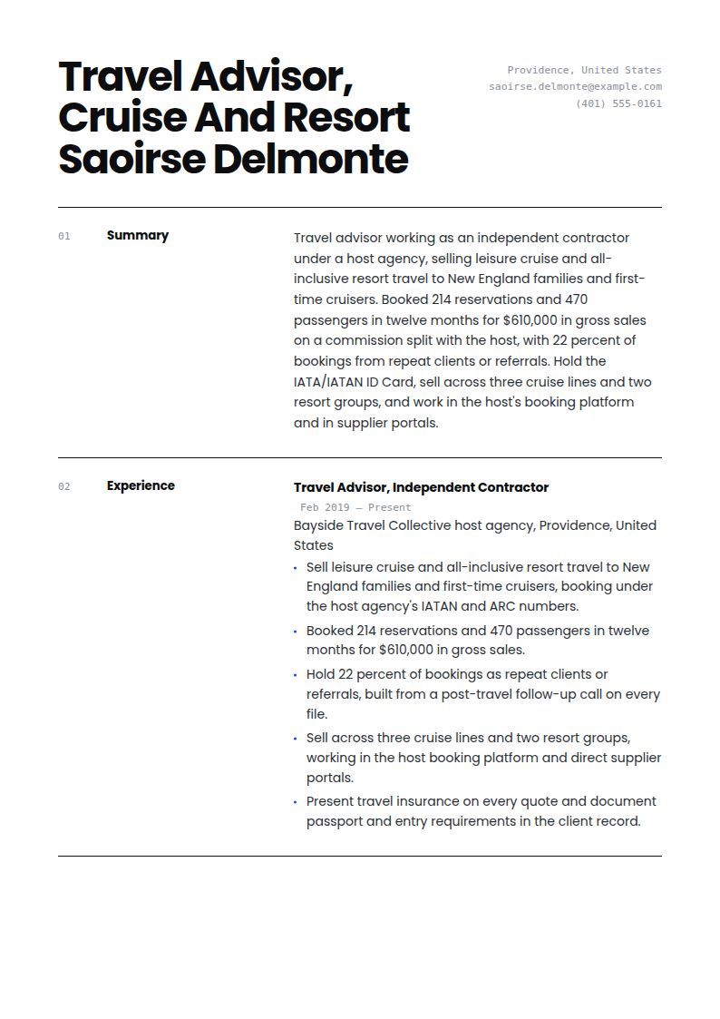 Travel Agent Resume Examples & Templates