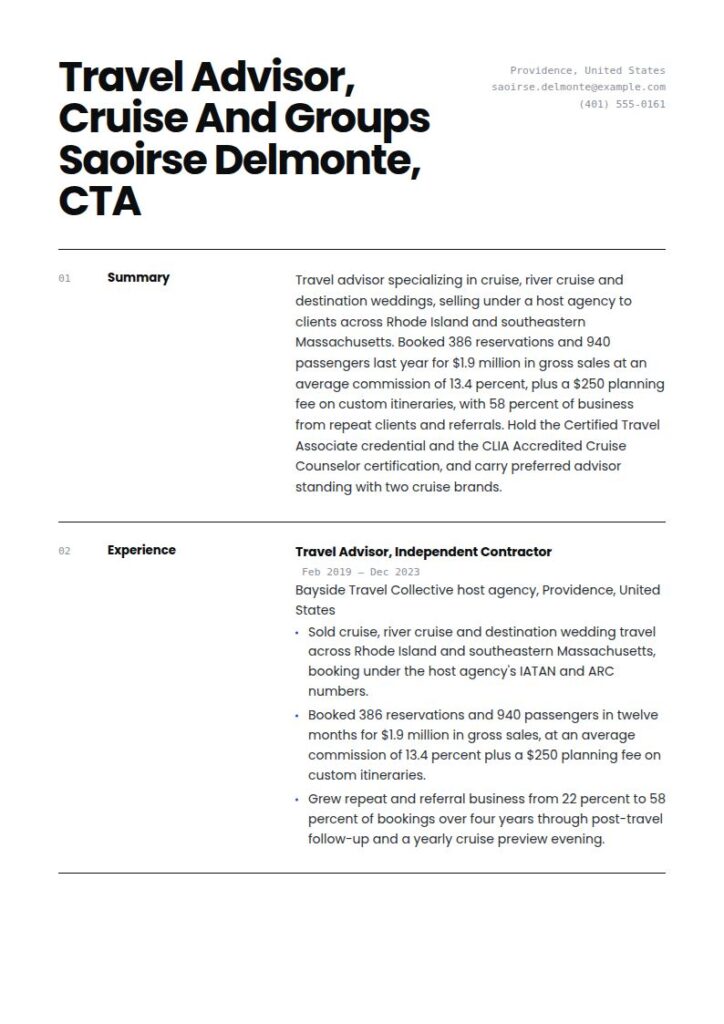 Travel Agent Resume Examples & Templates