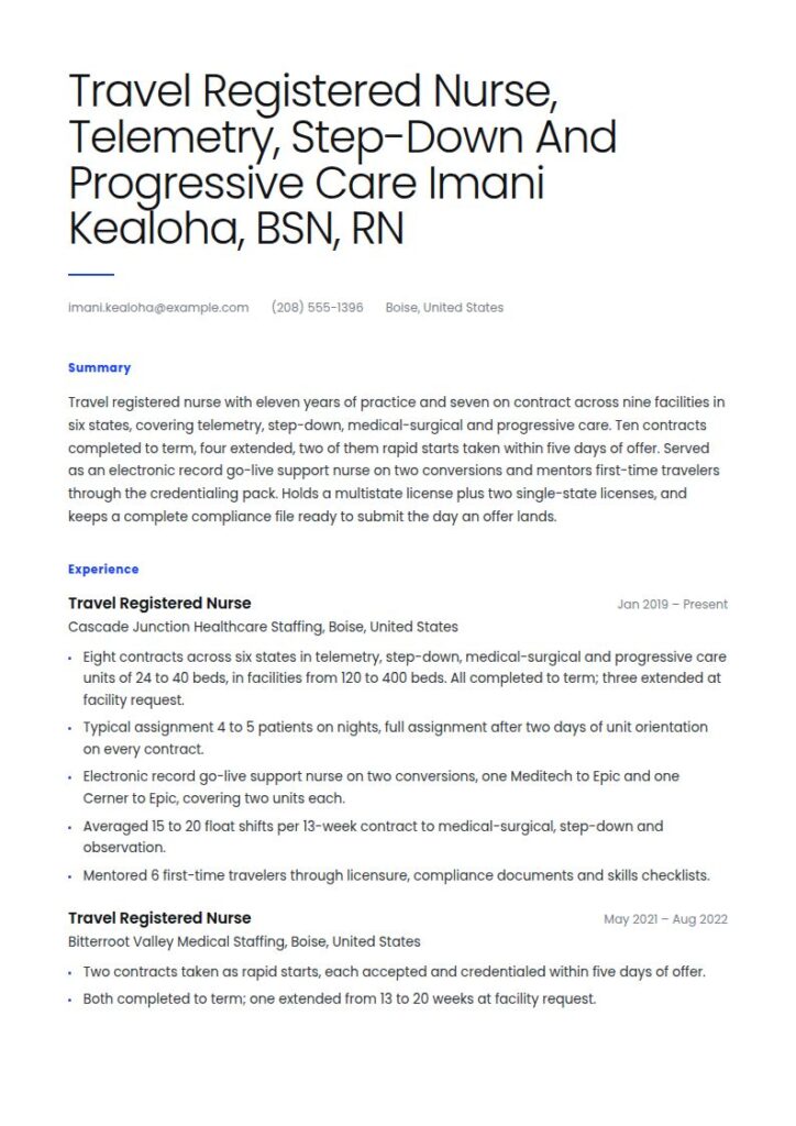 Travel Nurse Resume Examples & Templates