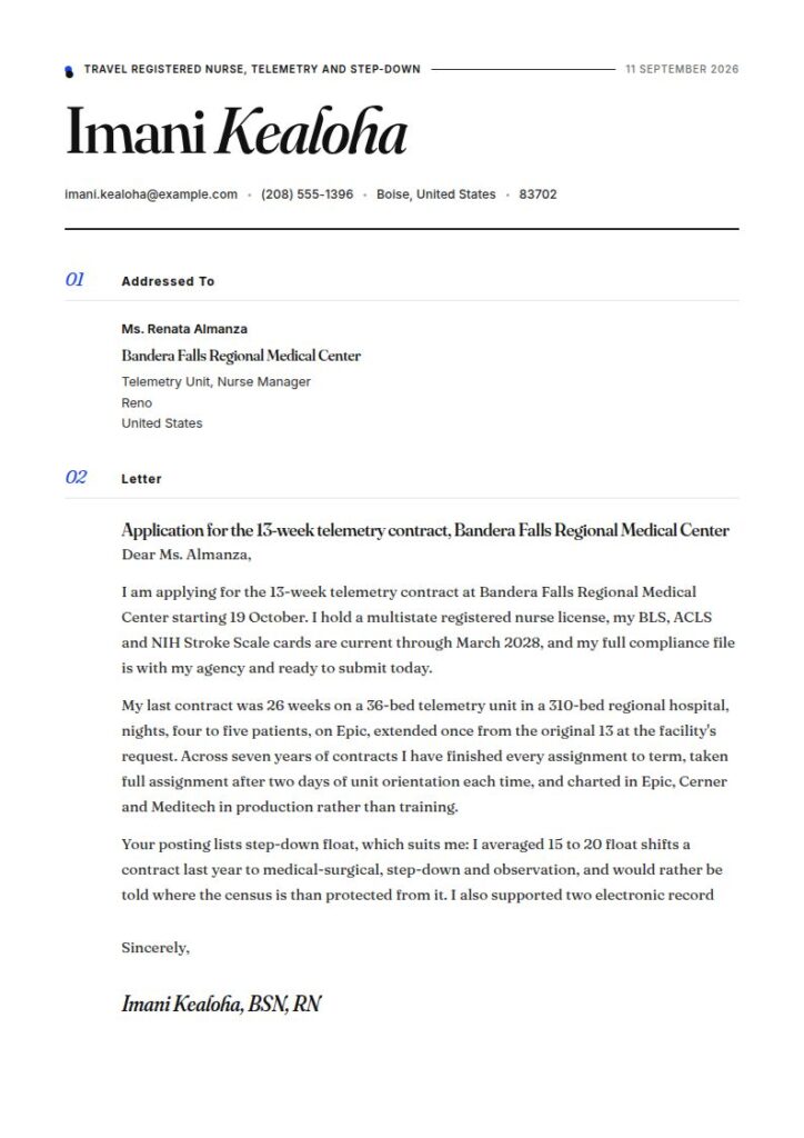 Travel Nurse Cover Letter Examples & Templates