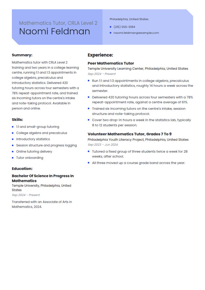 Tutor Resume Examples & Templates