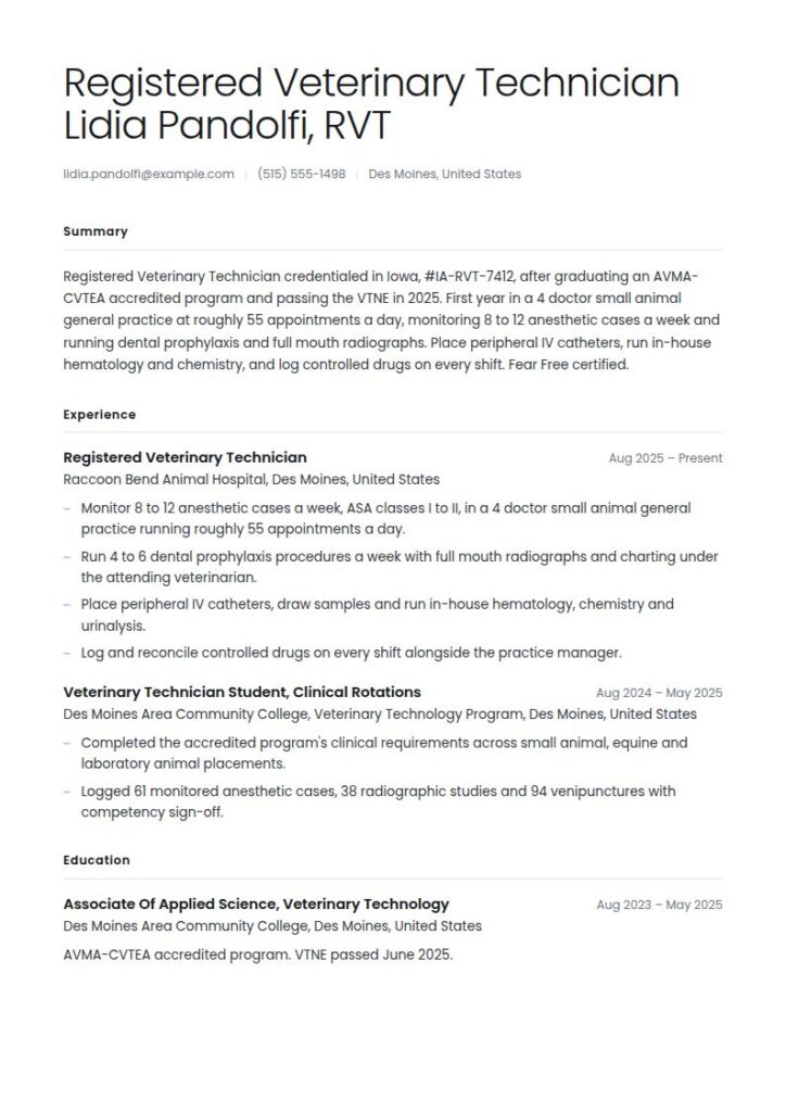 Vet Tech Resume Examples & Templates