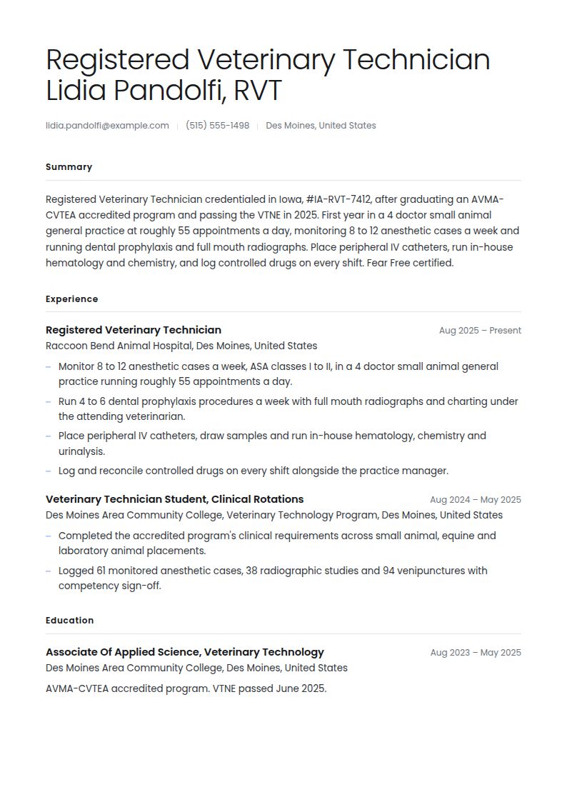 Vet Tech Resume Examples & Templates