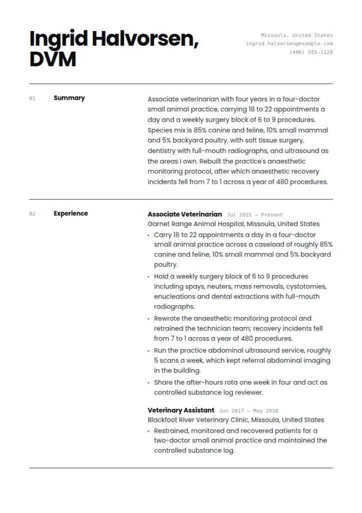 Veterinarian Resume Examples & Templates