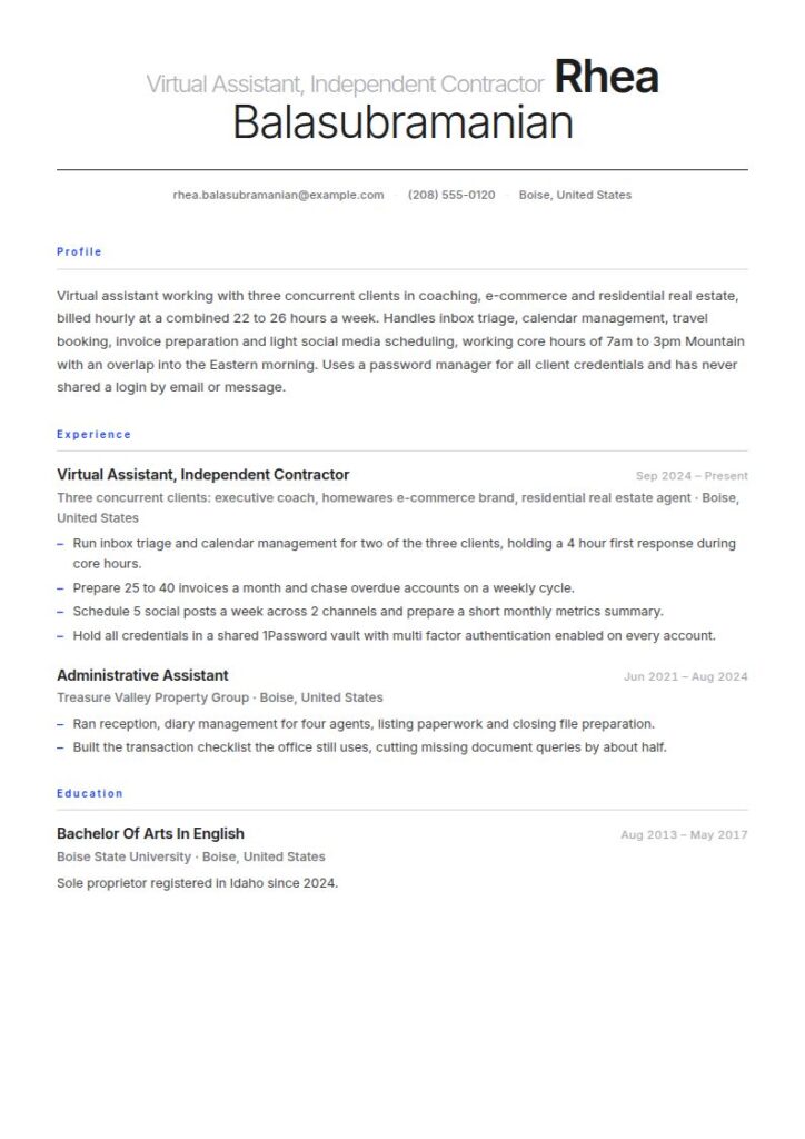 Virtual Assistant Resume Examples & Templates